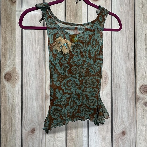 Y2K Save the Queen Sheer Floral Paisley Top Fairycore Mermaidcore Size Med - Picture 1 of 9